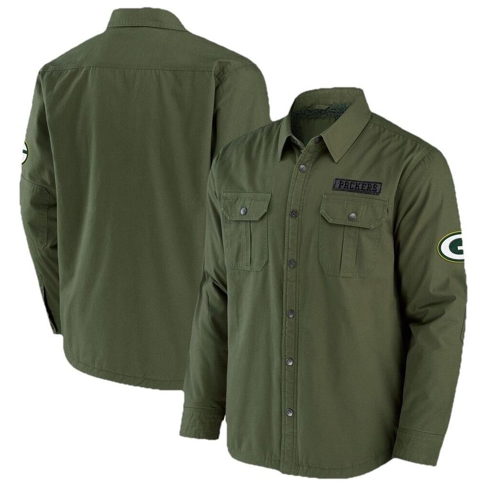NFL x Darius Rucker Fanatics Men’s Packers Canvas Button Up Sherpa Jacket Large